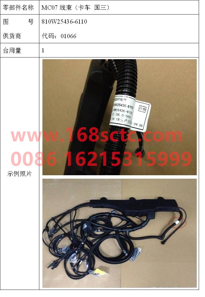810W25436-6110-SINOTRUK HOWO- MC07 wiring harness for truck country Ⅲ-ShanDeKaC7H