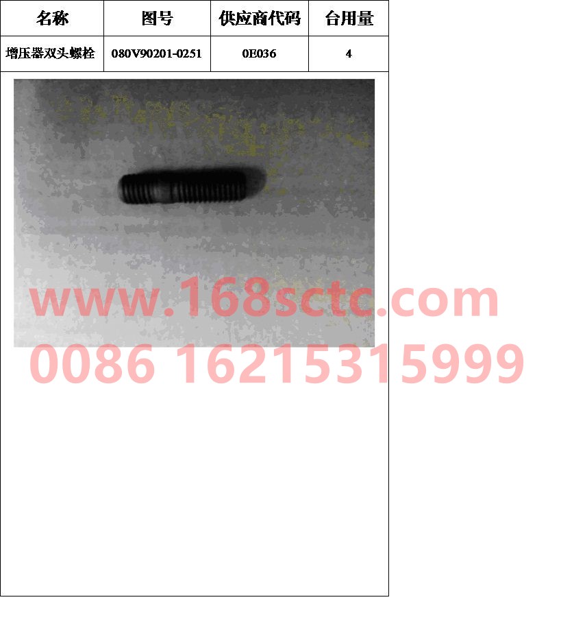 080V90201-0251-SINOTRUK HOWO-stud bolt-ZhongQiFaDongJiMC07.21-40