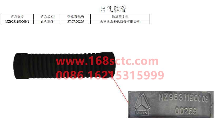 NZ9531190009-SINOTRUK HOWO-Outlet hose-HaoYun2008Kuan