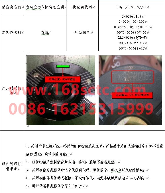 2S2402065D1HB01-FAW-Flange assembly (inter-axle differential flange assembly)-QingDaoZhongLi457Qiao
