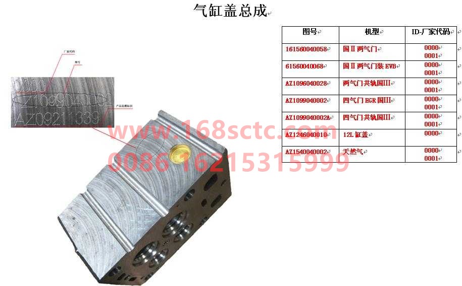 AZ1096040028-SINOTRUK HOWO-cylinder headSinotrukD10 2ValveEFI common rail-ZhongQiFaDongJiWD615.97E