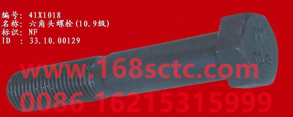 WG41X1018-SINOTRUK HOWO-Hex head bolts grade 10.9-ZhongQiHW1697Qiao