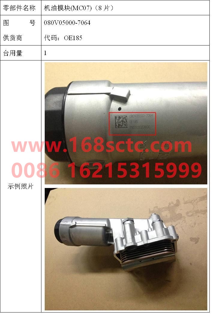 080V05000-7064-SINOTRUK HOWO-Oil module (8 pieces)-ZhongQiFaDongJiMC07.28-40