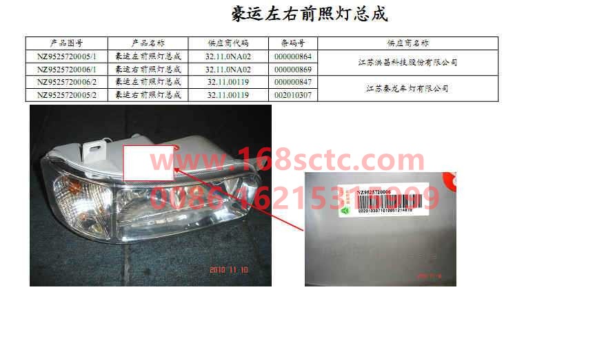 NZ9525720005-SINOTRUK HOWO-Headlight AssemblyLeftlucky-HaoYun2009Kuan