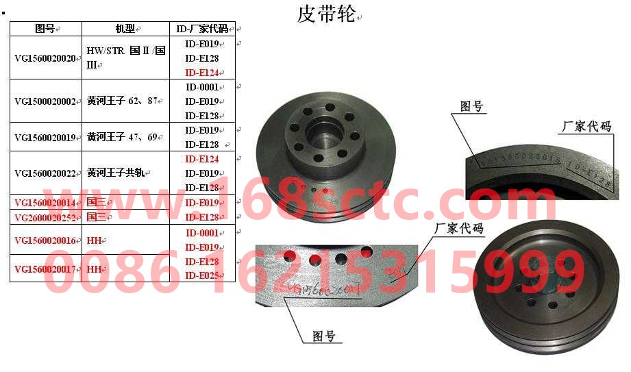 VG1560020019-SINOTRUK HOWO-pulley-ZhongQiFaDongJiWD615.67